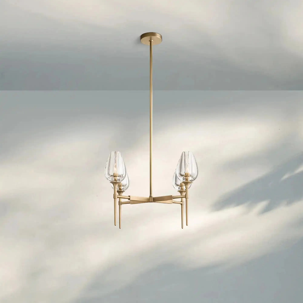 Tuilpl Round Chandelier 27‘’ 42‘’ 54‘’-27''-Natural Brass-