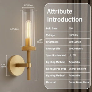 Twining Dimmable Luxury Flush-Mount Wall Sconce Brass