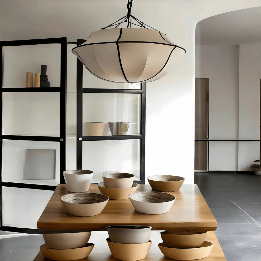 Vintage French Style Cream White Silk Umbrella Chandelier - Arialamps