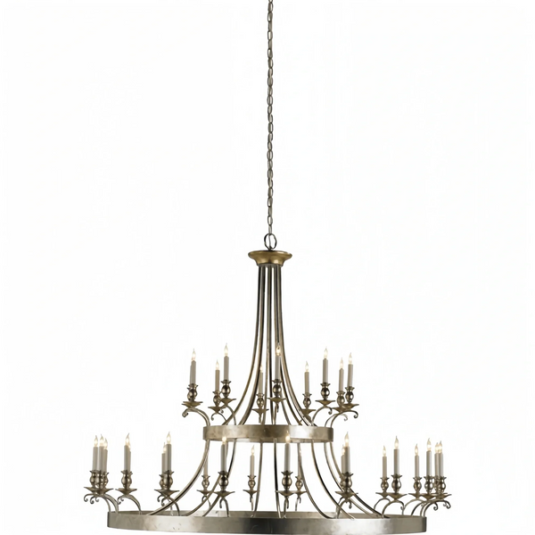 Vintage Large Iron Chandelier with Candle Rustic Farmhouse Pendant Lighting - Arialamps