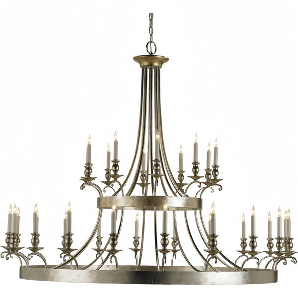 Vintage Large Iron Chandelier with Candle Rustic Farmhouse Pendant Lighting - Arialamps