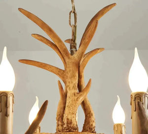 Vintage Rustic Resin Antler Candelabra Chandelier for Living Room / Restaurant / Cafe / Bar - Arialamps