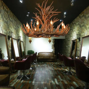 Vintage Rustic Resin Antler Candelabra Chandelier for Living Room / Restaurant / Cafe / Bar - Arialamps
