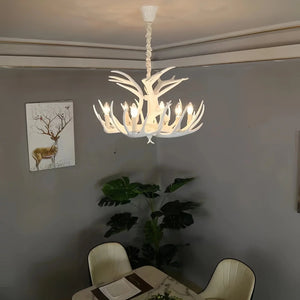 Vintage Rustic Resin Antler Candelabra Chandelier for Living Room / Restaurant / Cafe / Bar - Arialamps