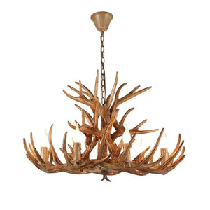 Vintage Rustic Resin Antler Candelabra Chandelier for Living Room / Restaurant / Cafe / Bar - Arialamps