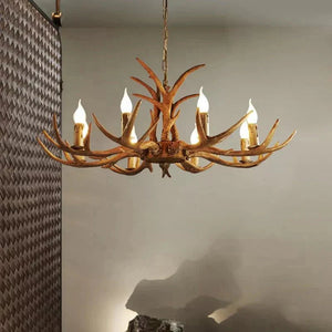 Vintage Rustic Resin Antler Candelabra Chandelier for Living Room / Restaurant / Cafe / Bar - Arialamps