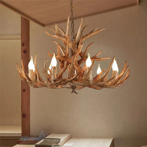 Vintage Rustic Resin Antler Candelabra Chandelier for Living Room / Restaurant / Cafe / Bar - Arialamps