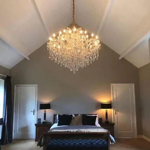 Luxury 25-Light Candle Crystal Chandelier in Gold/Chrome Finish