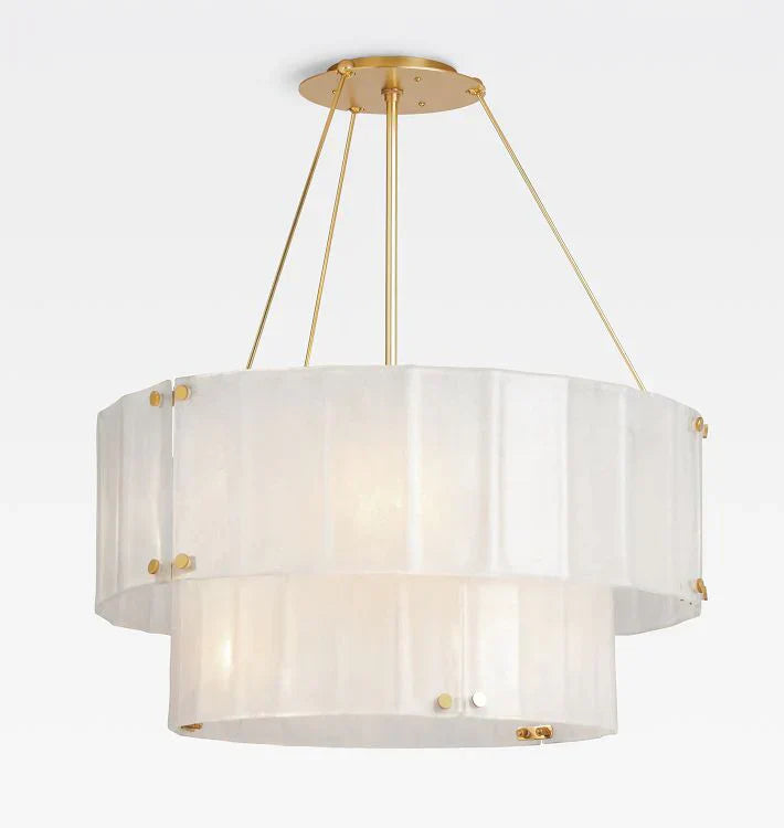 Willamette Glass Round Chandelier 2-Tier 32''-Brass-Clear-Arialamps
