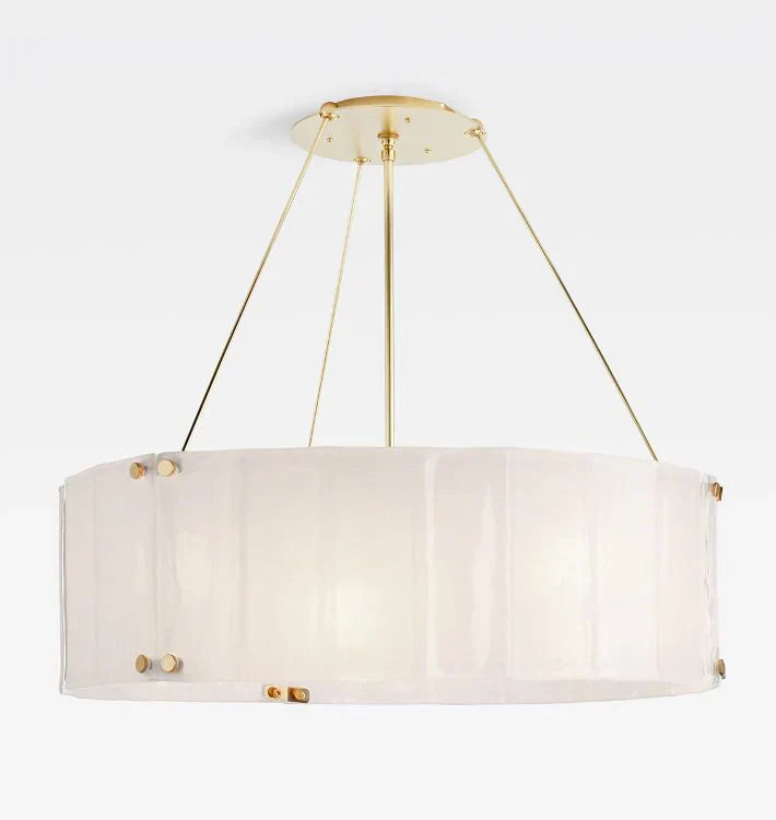 Willamette Glass Round Chandelier 32"-Brass-Clear-Arialamps