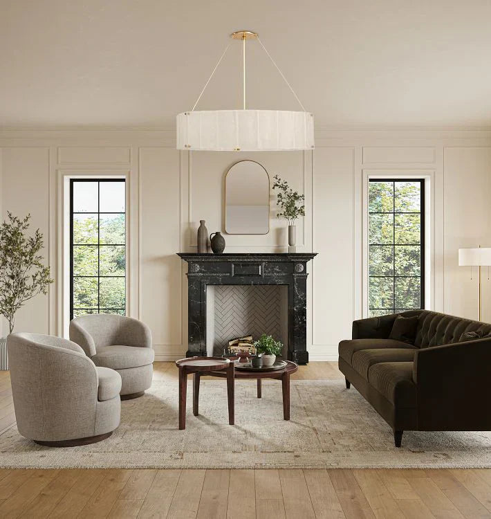 Willamette Glass Round Chandelier 48''-Brass-Clear-Arialamps