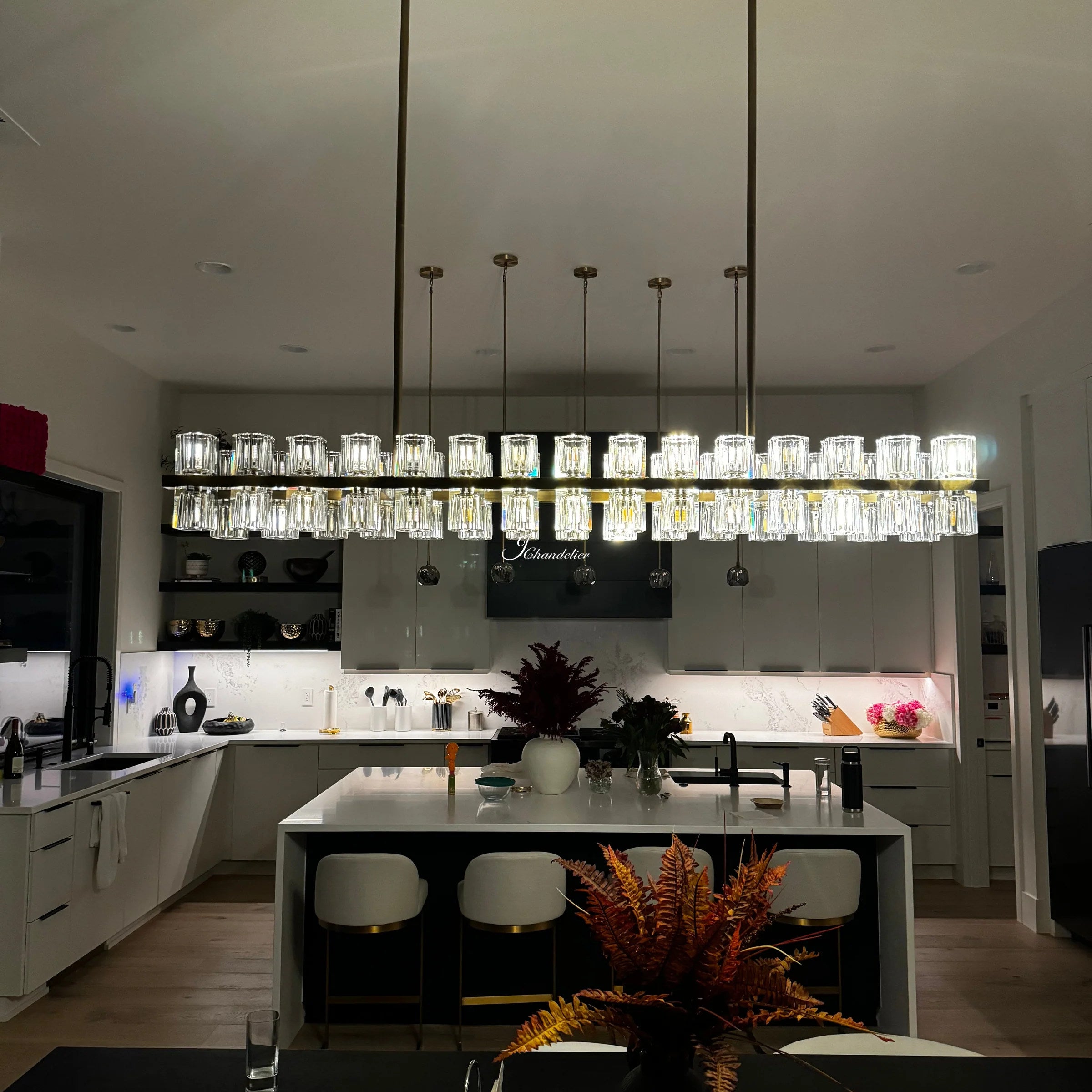 Arcachen Crystal Rectangular Chandelier 54"