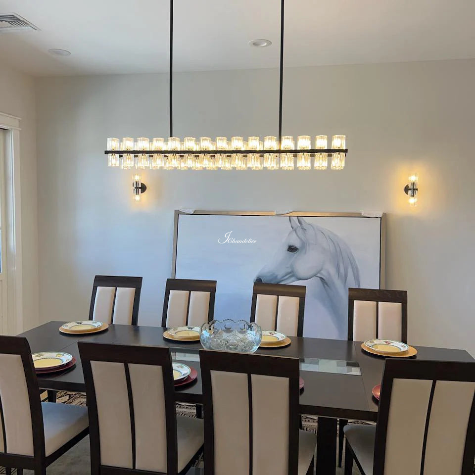 Arcachen Crystal Rectangular Chandelier 54"